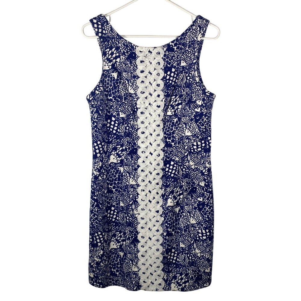 Lilly Pulitzer X Target Blue & White fish print Sleeveless Shift Dress Pineapple
